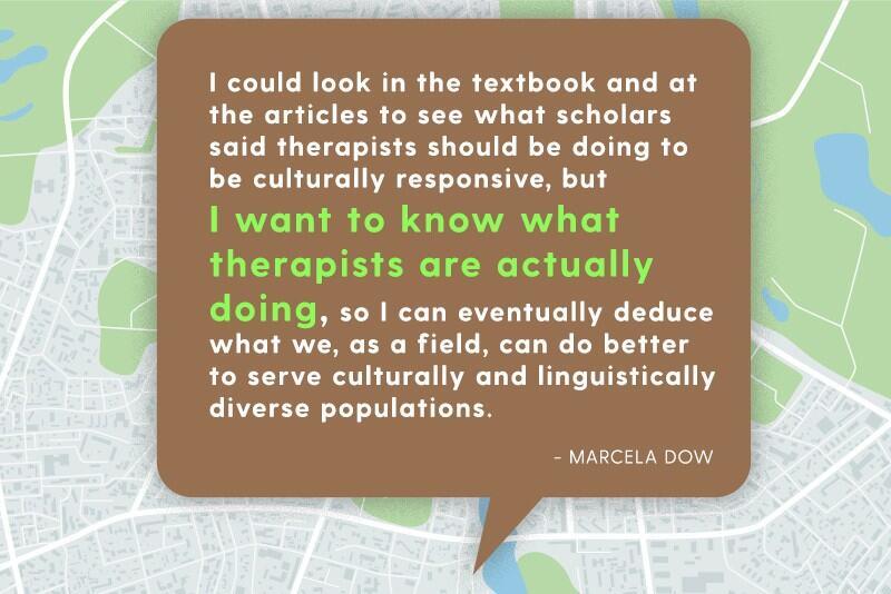 I could look in the textbook and at the articles to see what scholars said therapists should be doing to be culturally responsive, but I want to know what therapists are actually doing, so I can eventually deduce what we, as a field, can do better to serve culturally and linguistically diverse populations.